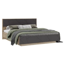 Двуспальная кровать Art_ikili_yataq (200) 9, ламинат, коричневая/серая, 120x200x200 см