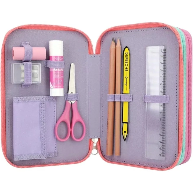 Пенал с наполнением Motto Top Model Snap Shots, полиэстер, фиолетовый, 7x13x20 см