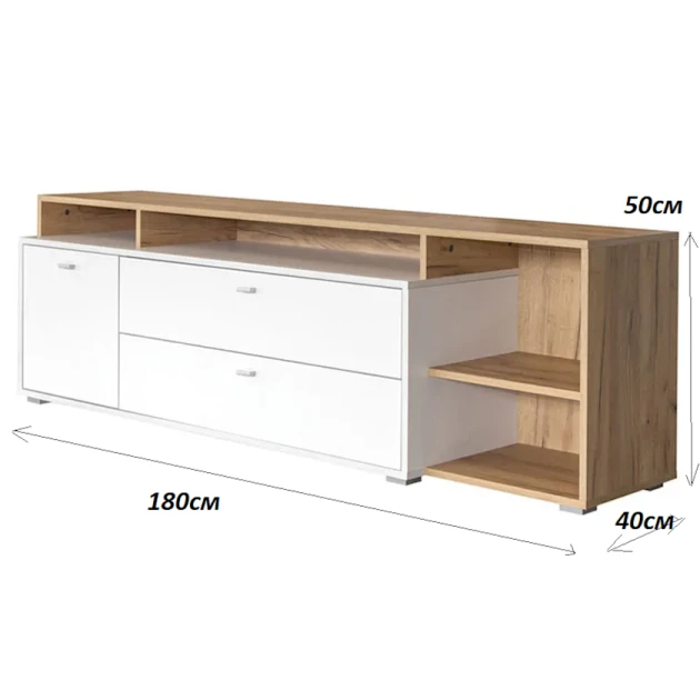 Тв тумба Letta,50х40х180 см,ЛДСП,белый Тв тумба Letta,50х40х180 см,ЛДСП,белый