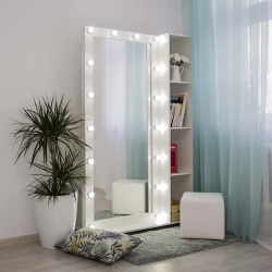 Напольное зеркало, ЛДСП, белое тиснение, 180x40x110 см (M1ZerkLampLongWheelBoxWh) Напольное зеркало, ЛДСП, белое тиснение, 180x40x110 см (M1ZerkLampLongWheelBoxWh)