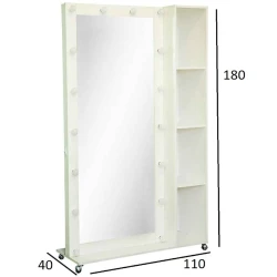 Напольное зеркало, ЛДСП, белое тиснение, 180x40x110 см (M1ZerkLampLongWheelBoxWh) Напольное зеркало, ЛДСП, белое тиснение, 180x40x110 см (M1ZerkLampLongWheelBoxWh)