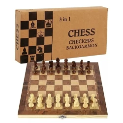 Шахматы + шашки + нарды (3 в 1) WS0539, дерево, 34x34 см