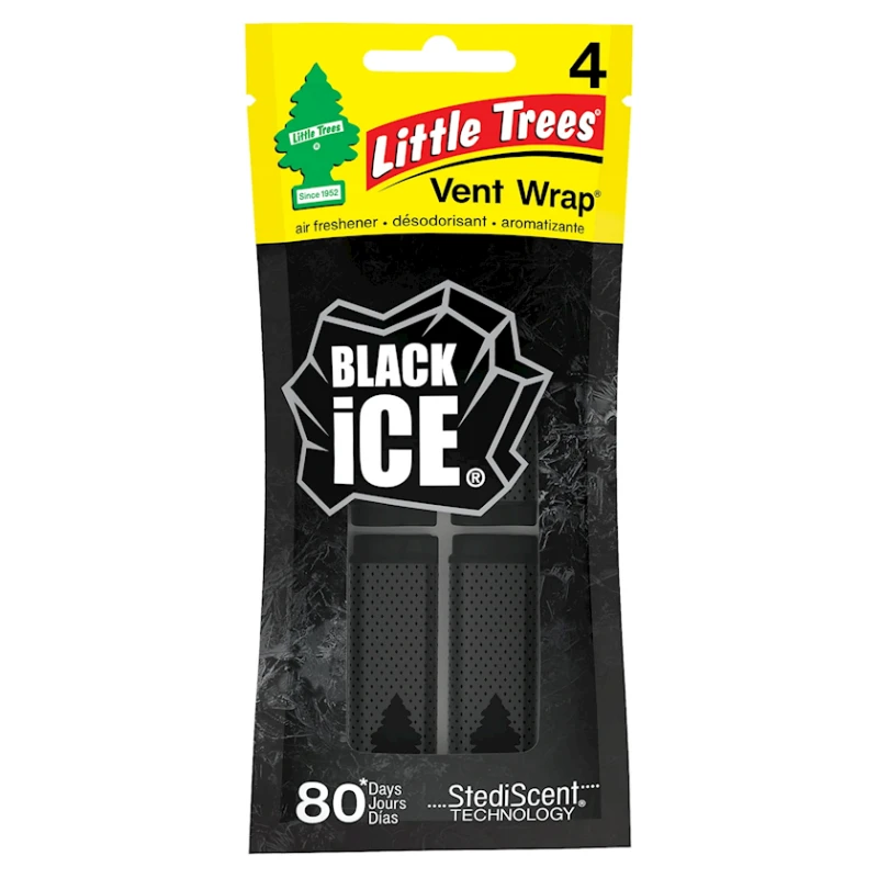 Ароматизатор для автомобиля Little Trees Vent Wrap Black Ice, 4 шт