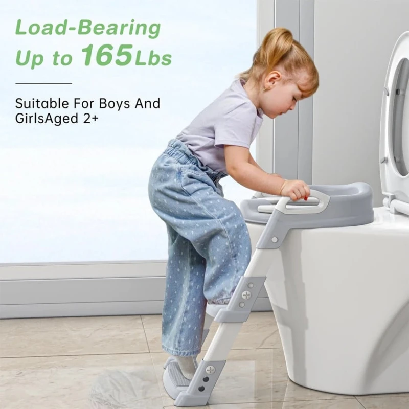 Uşaqlar üçün unitaz oturacağı pilləkənli WC-01RAX, plastik/polipropilen, boz/ağ, 1+ yaş Uşaqlar üçün unitaz oturacağı pilləkənli WC-01RAX, plastik/polipropilen, boz/ağ, 1+ yaş