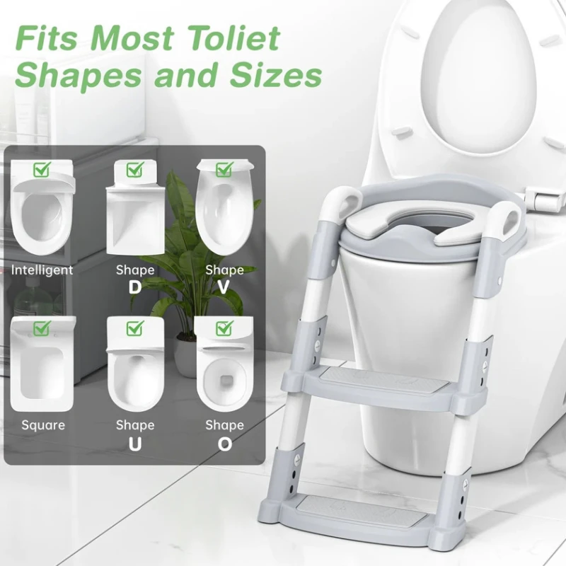 Uşaqlar üçün unitaz oturacağı pilləkənli WC-01RAX, plastik/polipropilen, boz/ağ, 1+ yaş Uşaqlar üçün unitaz oturacağı pilləkənli WC-01RAX, plastik/polipropilen, boz/ağ, 1+ yaş