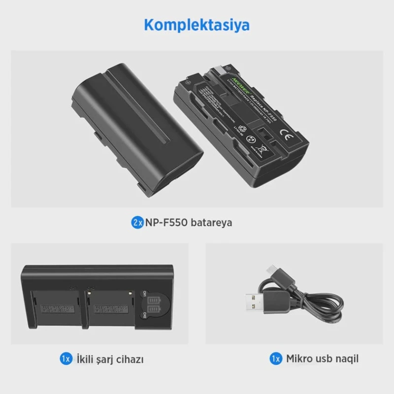 Набор из двух батарейных блоков и адаптера Neewer NPS-550-dual Набор из двух батарейных блоков и адаптера Neewer NPS-550-dual