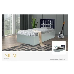 Односпальная кровать Nilay, синяя, 90x200 см