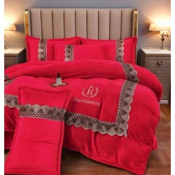 Комплект постельного белья Luxe Cotton Lu-xe-000272, пододеяльник 200x230 см, простыня 245x250 см, наволочка 50х70 см, евро, велюр, красный