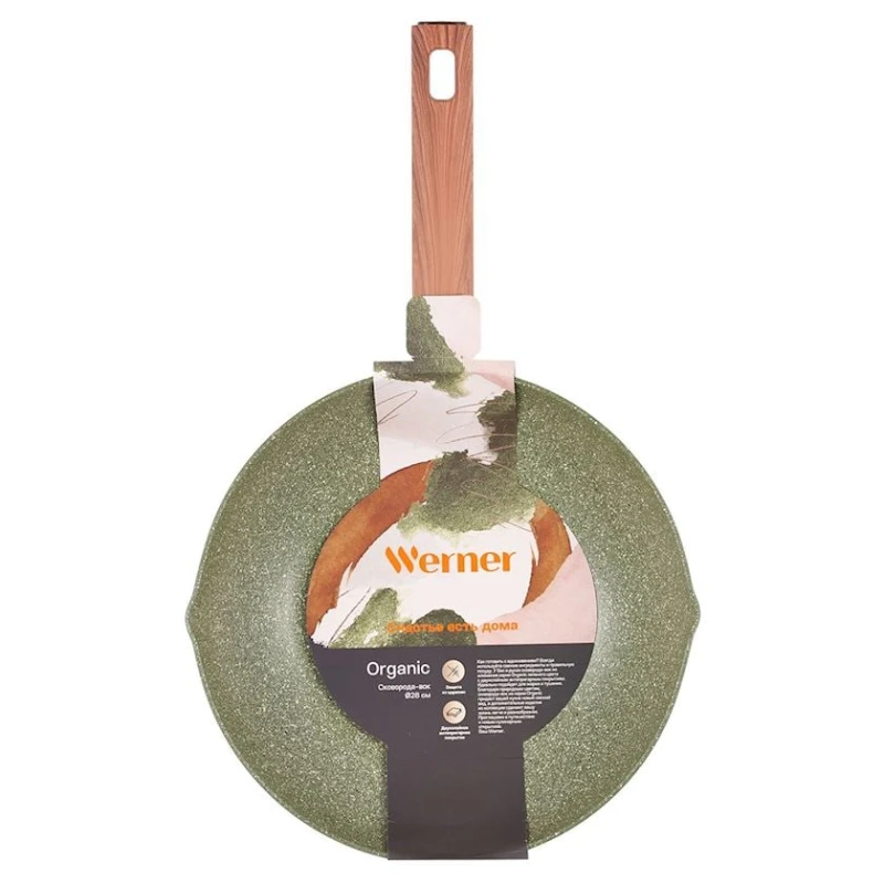 Сковорода-вок Werner Organic Forest Style 51456, 28 см, алюминий/бакелит, зеленый Сковорода-вок Werner Organic Forest Style 51456, 28 см, алюминий/бакелит, зеленый