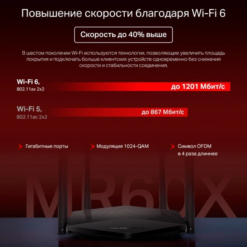 Wi-Fi router Mercusys AX1500 MR60X Wi-Fi router Mercusys AX1500 MR60X