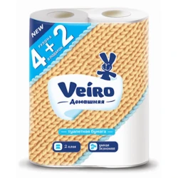 Tualet kağızı Veiro, 2 qat, 6 rulon, ağ