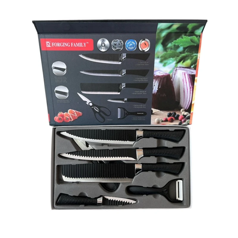 Mətbəx bıçaq dəsti Forging Family 00229, 6 əd, paslanmayan polad, qara Mətbəx bıçaq dəsti Forging Family 00229, 6 əd, paslanmayan polad, qara