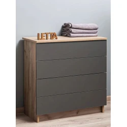 Комод, 73x33.5x75 см, ЛДСП, коричневый/серый Комод, 73x33.5x75 см, ЛДСП, коричневый/серый