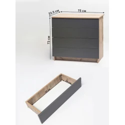 Комод, 73x33.5x75 см, ЛДСП, коричневый/серый Комод, 73x33.5x75 см, ЛДСП, коричневый/серый