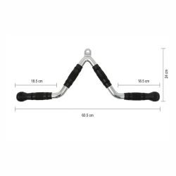 Trenajor üçün tutacaq WS0124Extended Tricep Bar, paslanmayan polad/rezin, 66.5 sm