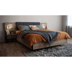 Двуспальная кровать Art_ikili_yataq 11, ламинат, коричневая/серая, 120x160x200 см