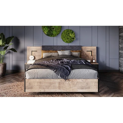 Двуспальная кровать Art_ikili_yataq 11, ламинат, коричневая/серая, 120x160x200 см