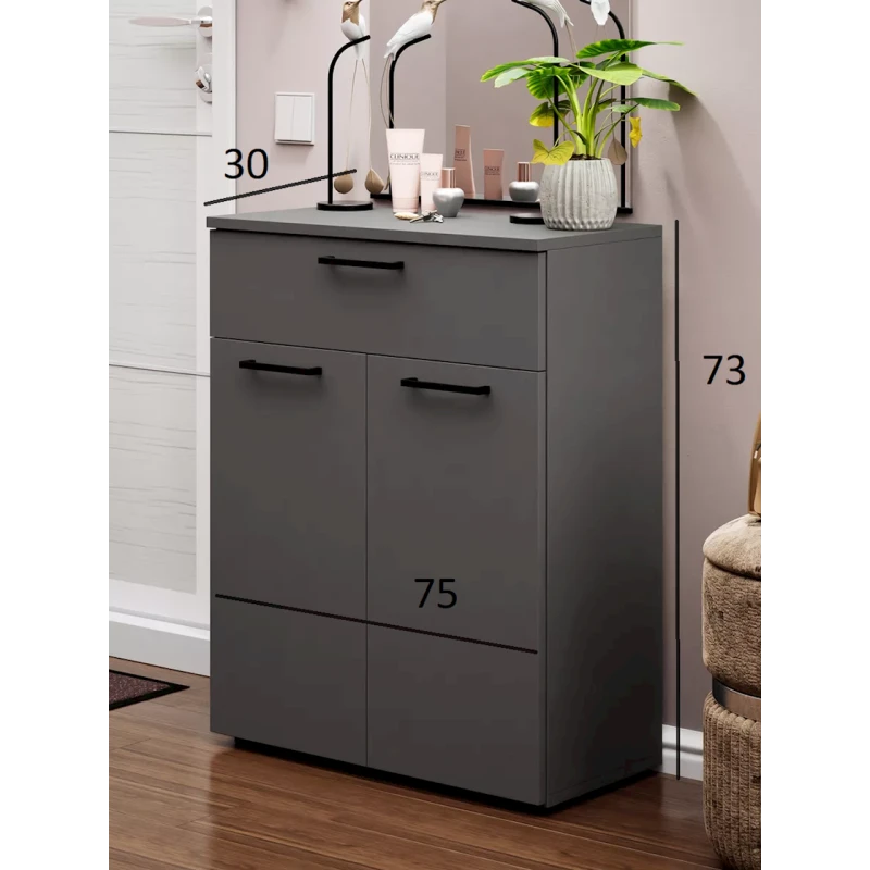 Комод, ЛДСП, серый, 73x30x75 см