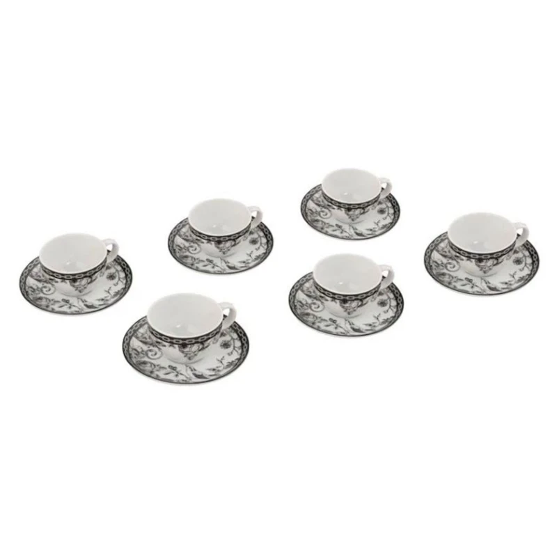 Набор чайный Kutahya Porselen Zeugma ZG12CT420939012, 220 мл, 12 предметов, белый/черный Набор чайный Kutahya Porselen Zeugma ZG12CT420939012, 220 мл, 12 предметов, белый/черный