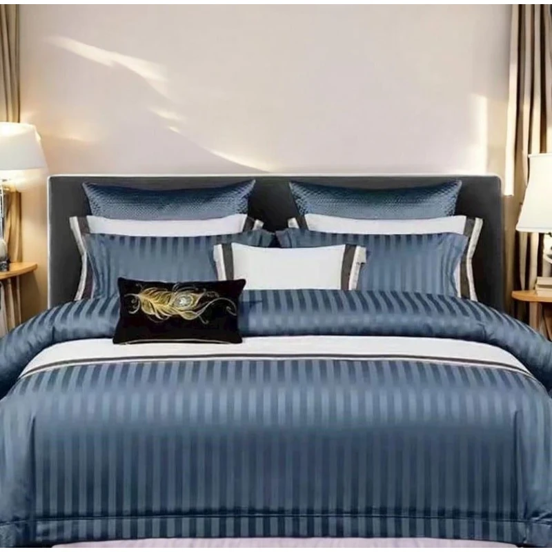 Комплект постельного белья Luxe Cotton 000421 пододеяльник 200x230 см, простыня 230x250 см, наволочки 50x70 см, евро, сатин, синий