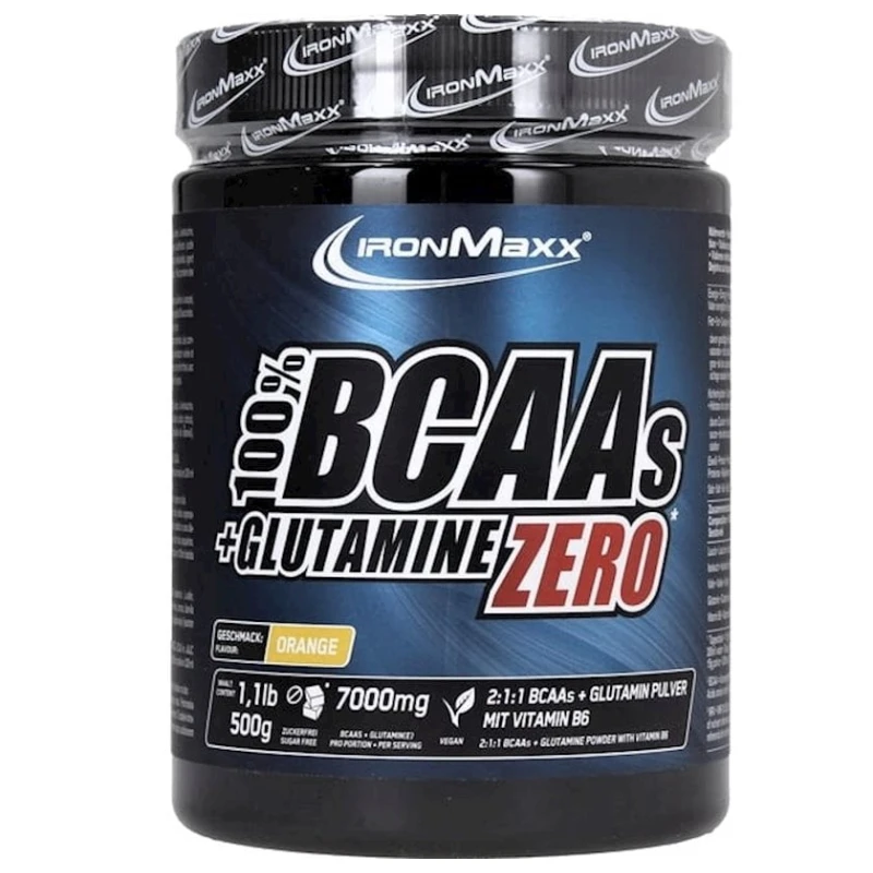Аминокислоты IronMaxx 100% BCAA + Glutamine Zero Orange, 500 гр
