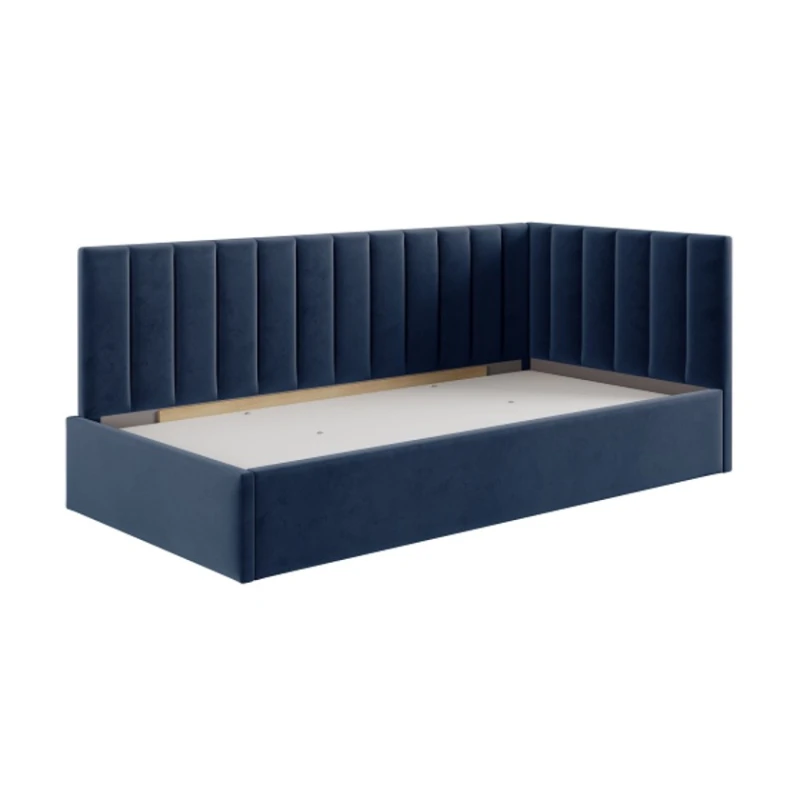 Односпальная кровать Art_tek_yataq(100) 55, ламинат/текстиль, синяя, 200x85x100 см