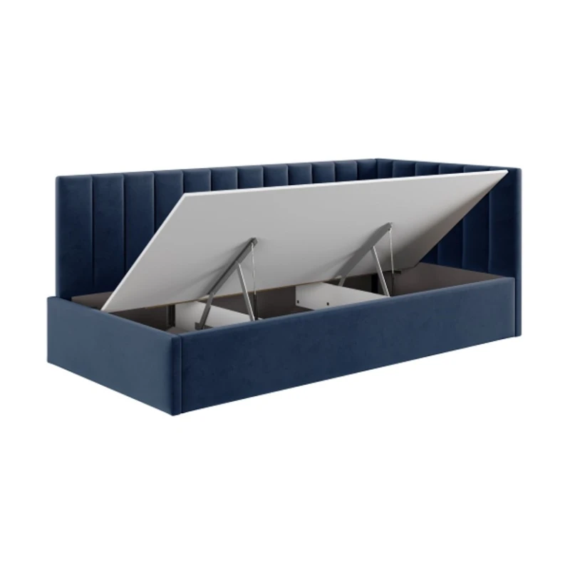 Односпальная кровать Art_tek_yataq(100) 55, ламинат/текстиль, синяя, 200x85x100 см