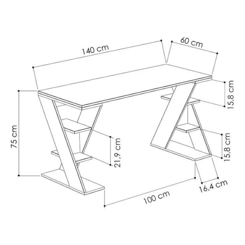 Компьютерный стол Art_Komp_Masası 21, белый/черный, 140x60x75 см Компьютерный стол Art_Komp_Masası 21, белый/черный, 140x60x75 см