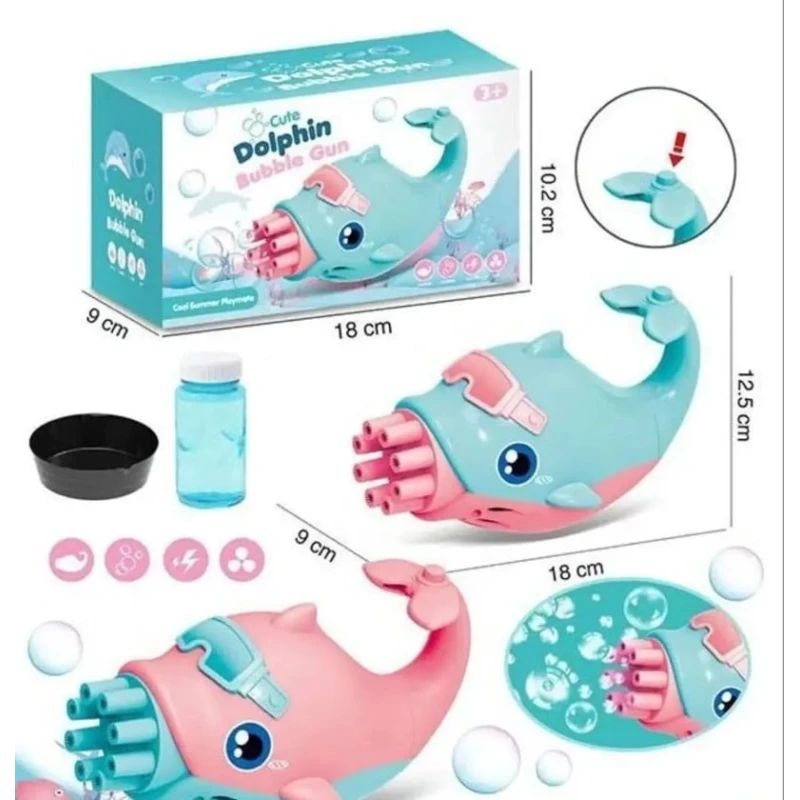 Delfin formalı köpük baloncuqları vuran oyuncaq Bubble Gun Dolphin B-Dolphin-01RAX
