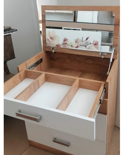 Makiyaj masası Art Mebel 63, laminat, ağ/votan, 80x70x50 sm