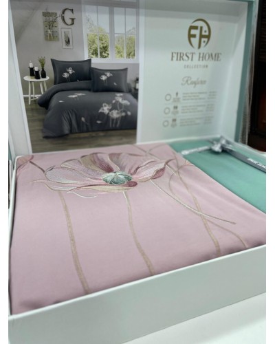 Yataq dəsti Luxe Cotton, mələfə 200x220 sm, yorğan üzü 200x220 sm, yastıq üzü 50x70 sm 2 əd, ikinəfərlik, pambıq, ağ - LX-MX553