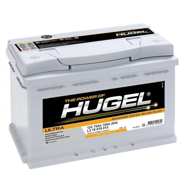 Аккумулятор автомобильный Hugel 75 Аh, R+ Аккумулятор автомобильный Hugel 75 Аh, R+