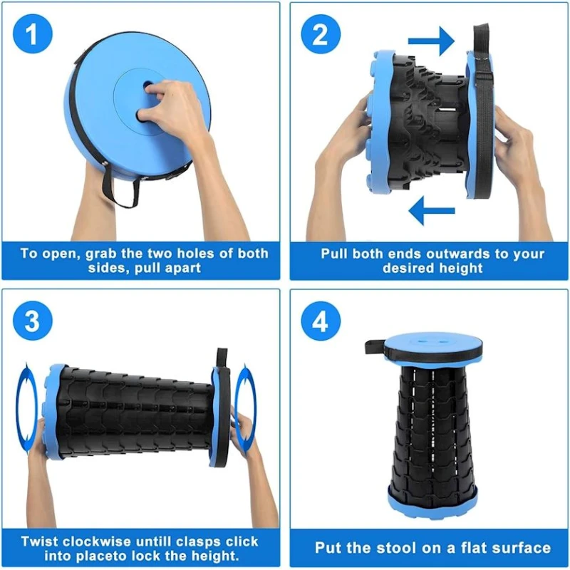 Складной телескопический табурет foldable_stool, синий