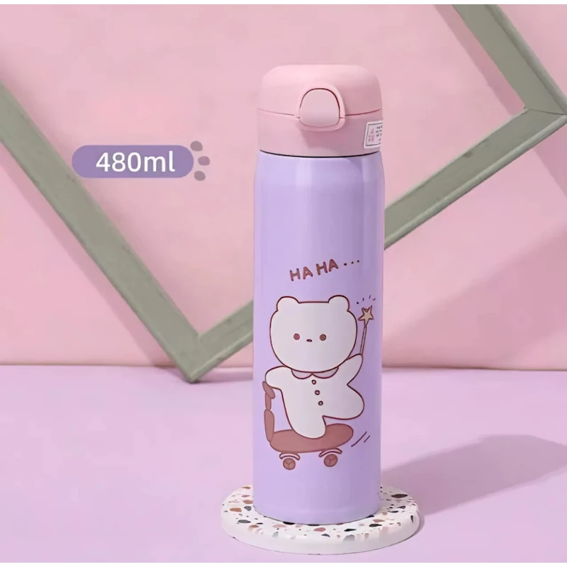 Бутылка для воды Bear, 480 мл, нержавеющая сталь, фиолетовая