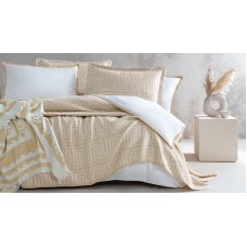 Yataq dəsti Yataş Harlow Fall Winter, ikinəfərlik Avro mələfə ilə, yorğan üzü 200х220 sm, mələfə 240x260 sm, 4 əd yastıq üzü 50x70 sm, örtük 230x240 sm, pled 200х220 sm, Hardal