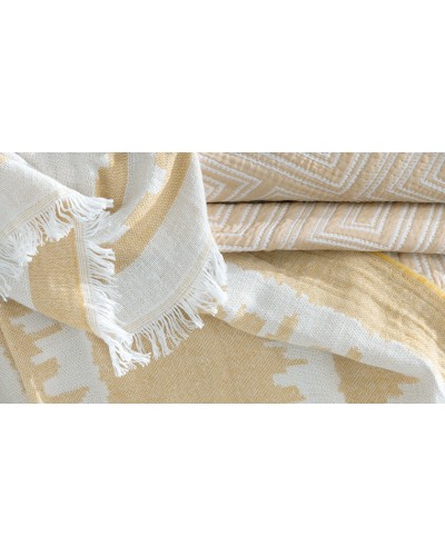 Yataq dəsti Yataş Harlow Fall Winter, ikinəfərlik Avro mələfə ilə, yorğan üzü 200х220 sm, mələfə 240x260 sm, 4 əd yastıq üzü 50x70 sm, örtük 230x240 sm, pled 200х220 sm, Hardal
