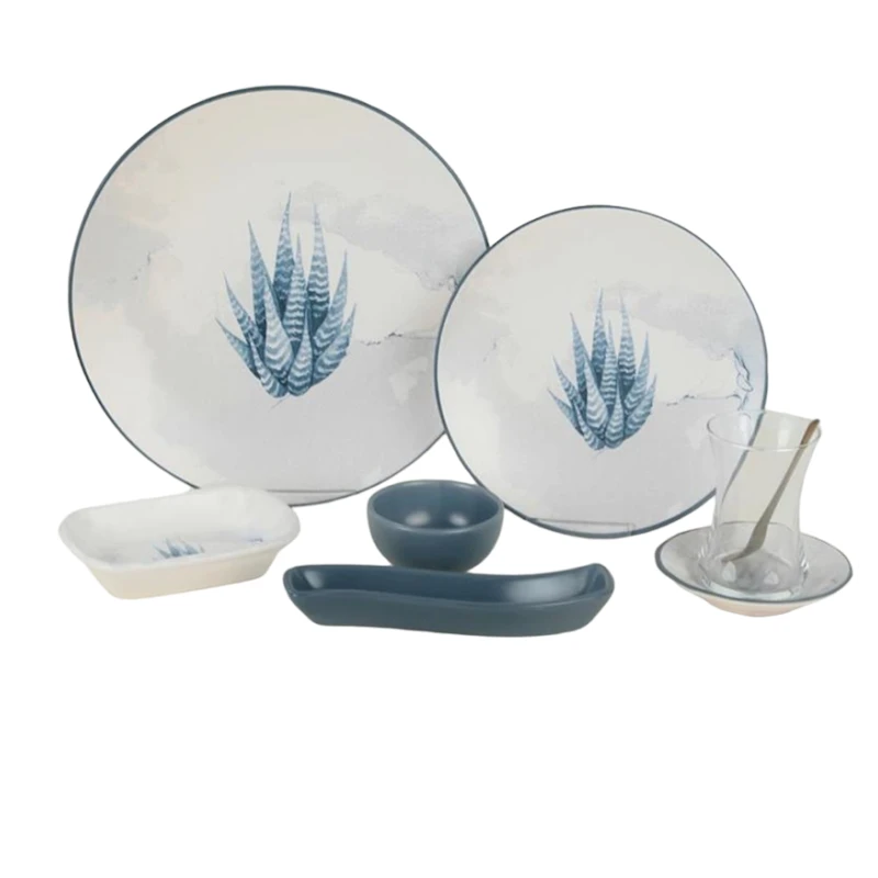 Набор для завтрака Keramika Mavi&Beyaz, на 4 персоны, 19 предметов, белый/голубой Набор для завтрака Keramika Mavi&Beyaz, на 4 персоны, 19 предметов, белый/голубой