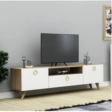 TV üçün tumba 034, LDSP, ağ/qəhvəyi, 180x55x33 sm