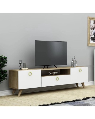 TV üçün tumba 034, LDSP, ağ/qəhvəyi, 180x55x33 sm
