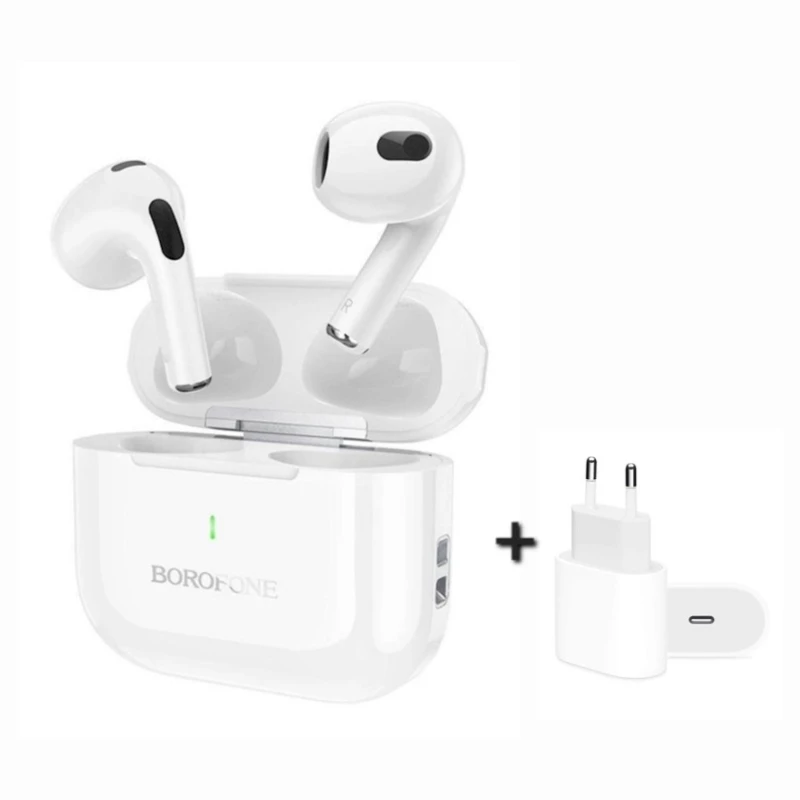Беспроводные наушники Borofone BW58 White и в подарок гарнитура IPH PD20W White