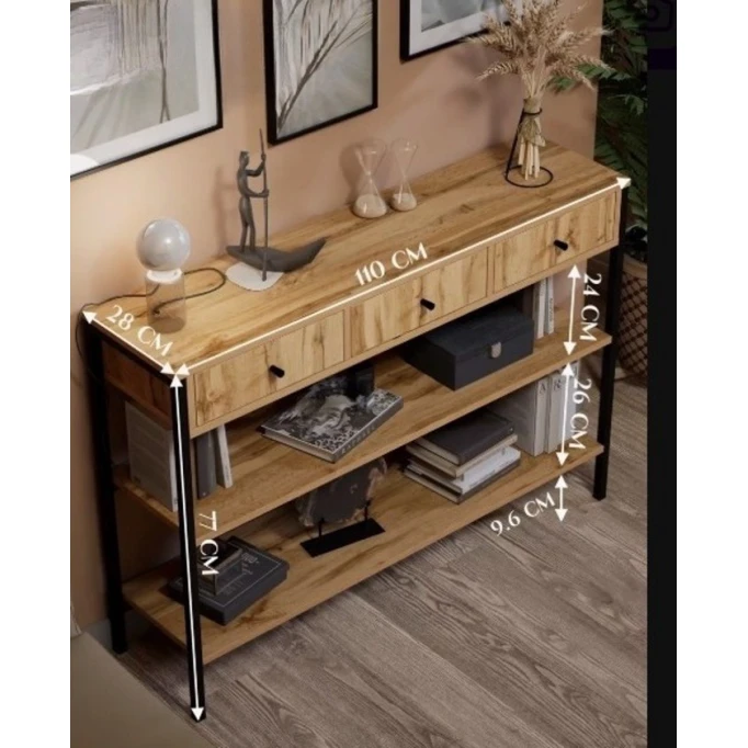 Консоль Letta 3563_Letta25EtajerkaFrame3Votan, ЛДСП, 110х28х77 см