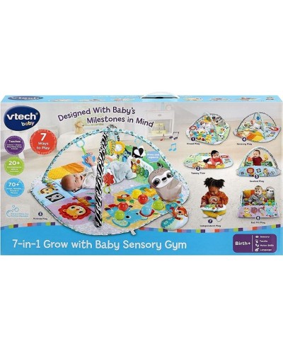 Oyun xalçası VTech 7-in-1 Grow with Baby Sensory Gym 80-550003, 0-6 ay