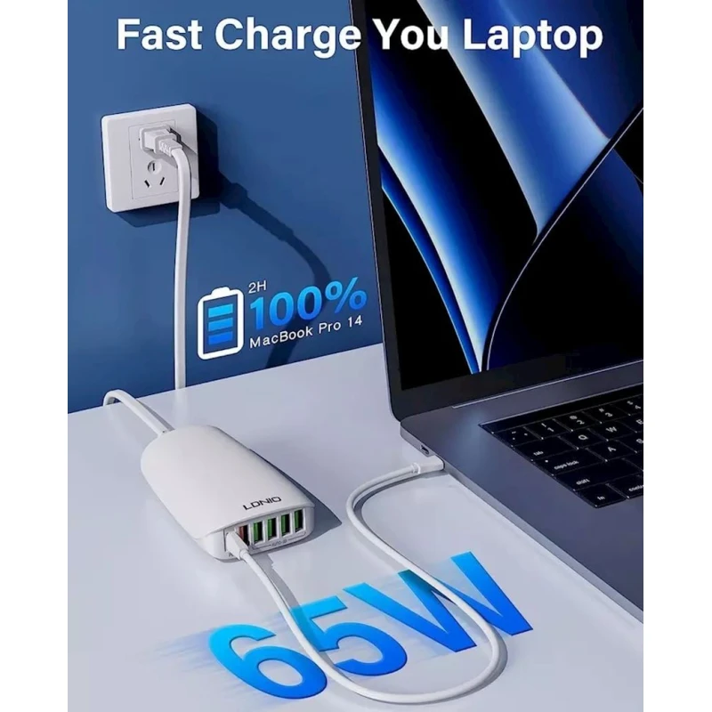 Сетевое зарядное устройство LDNIO A6573C 65W, Ağ