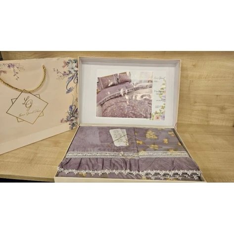 Комплект постельного белья Laura Grand ET-1233, пододеяльник 200х230, простыня 230х240, наволочки 50х70, двуспальный, хлопок, разноцветный