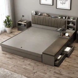 Двуспальная кровать Art_ikili_yataq 98, ламинат, сиреневая, 120x160х200 см