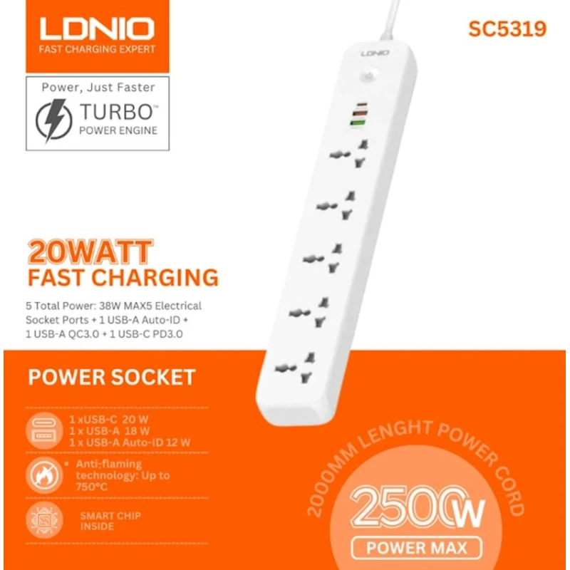 Сетевой фильтр LDNIO SC5319 White