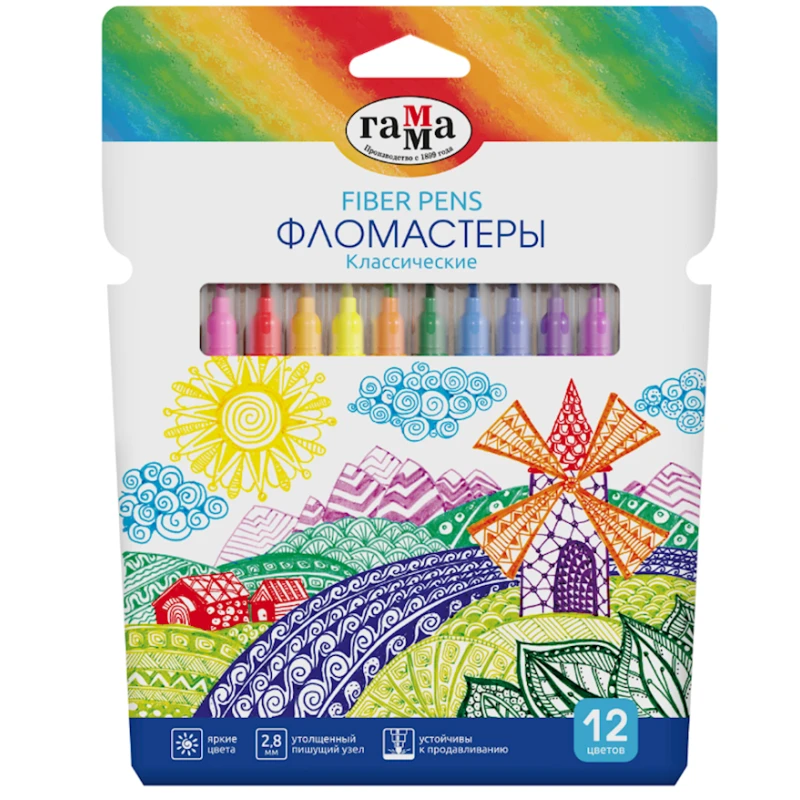 Набор фломастеров Гамма Классические 130822_12, 12 цветов Набор фломастеров Гамма Классические 130822_12, 12 цветов