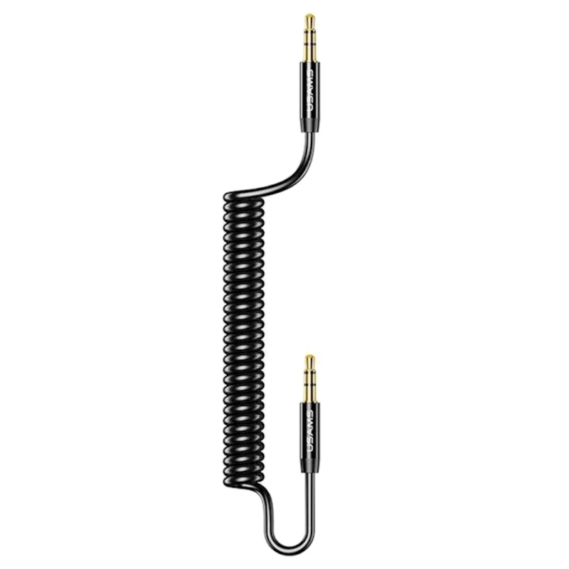 Audio kabel USAMS US-SJ256 Spring Audio Cable 1.2m Black (SJ256YP01) Audio kabel USAMS US-SJ256 Spring Audio Cable 1.2m Black (SJ256YP01)