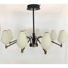 Asma çılçıraq 8699-8, LED, qara/qızılı, ağ şüşə abajur - LED 8699-8