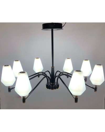 Asma çılçıraq 8699-8, LED, qara/qızılı, ağ şüşə abajur - LED 8699-8